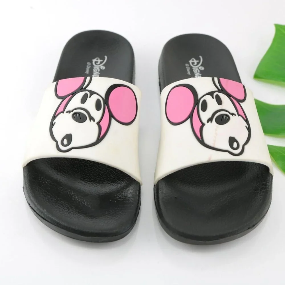 Disney Girls Mickey Mouse Sandal Size 5 Slide Black Pink Rubber Beach Waterpark